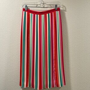 J. CREW "Sunburst" Watermelon (Rainbow) Vertical Stripe Pleated Skirt - 0/XS/S